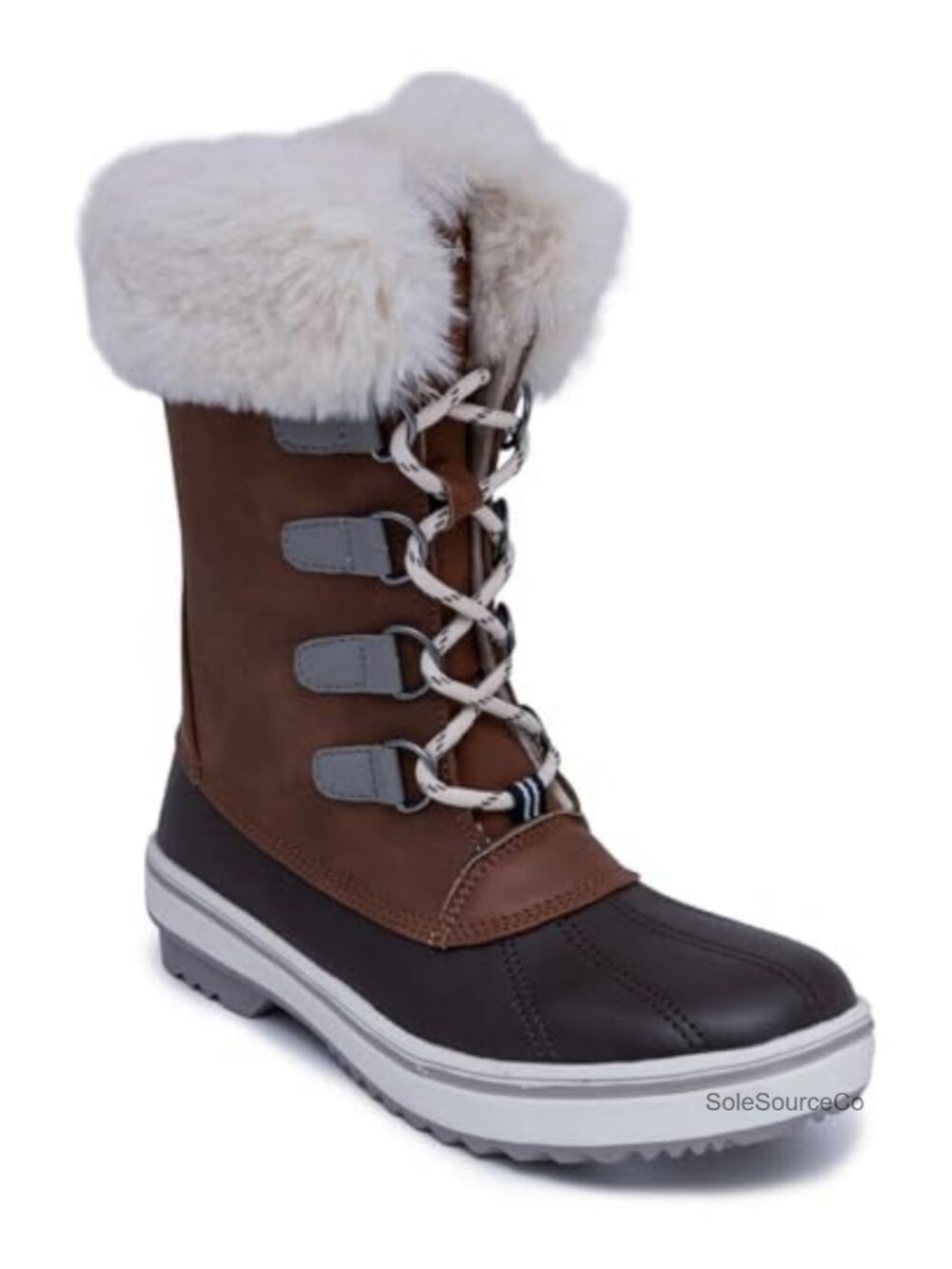 Women's Faux Fur Lined Water Resistant Mid-Calf Lace Up Winter Snow Boots
